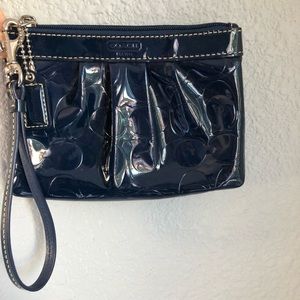 Coach Signature blue wristlet